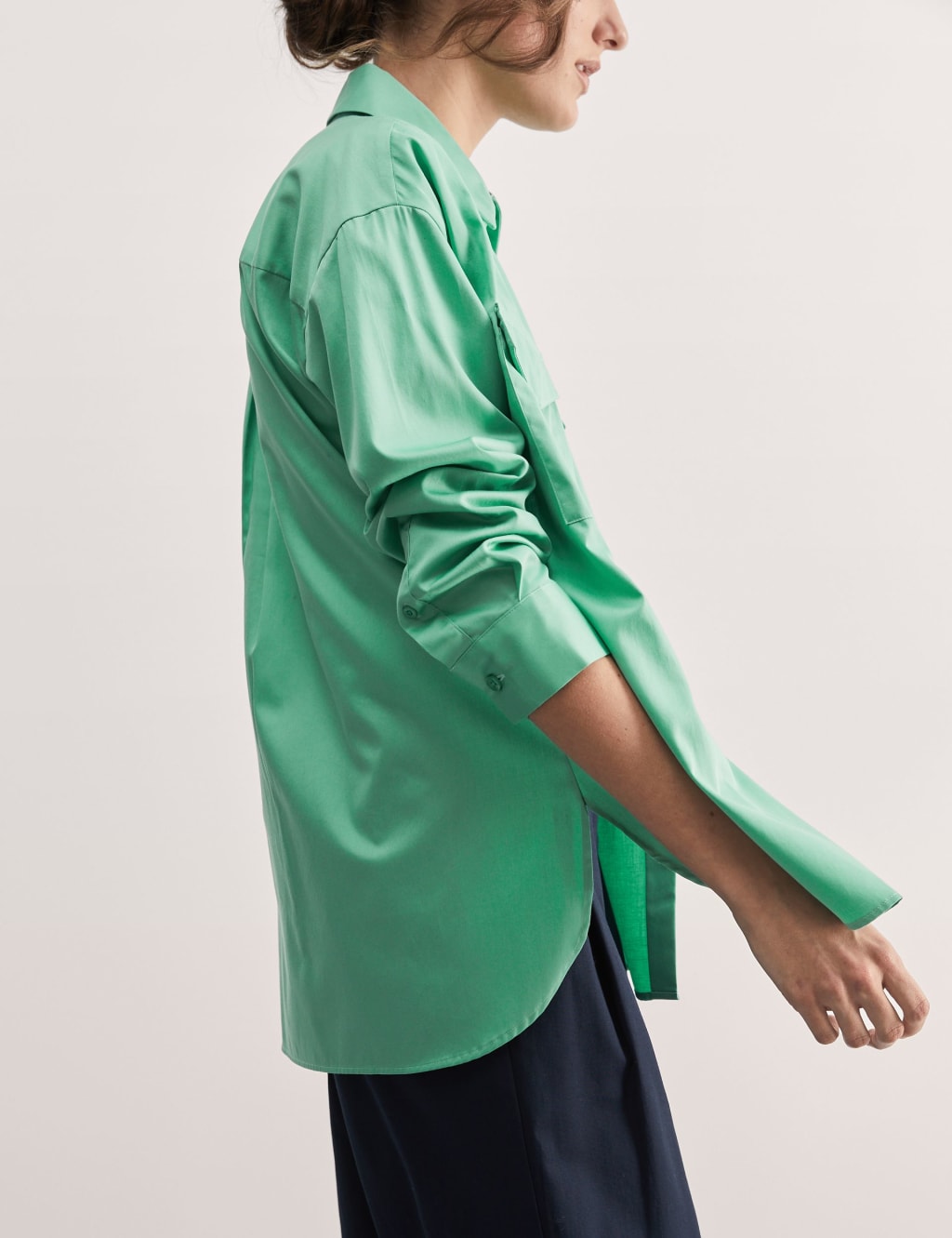 Pure Cotton Collared Relaxed Utility Shirt 5 of 6
