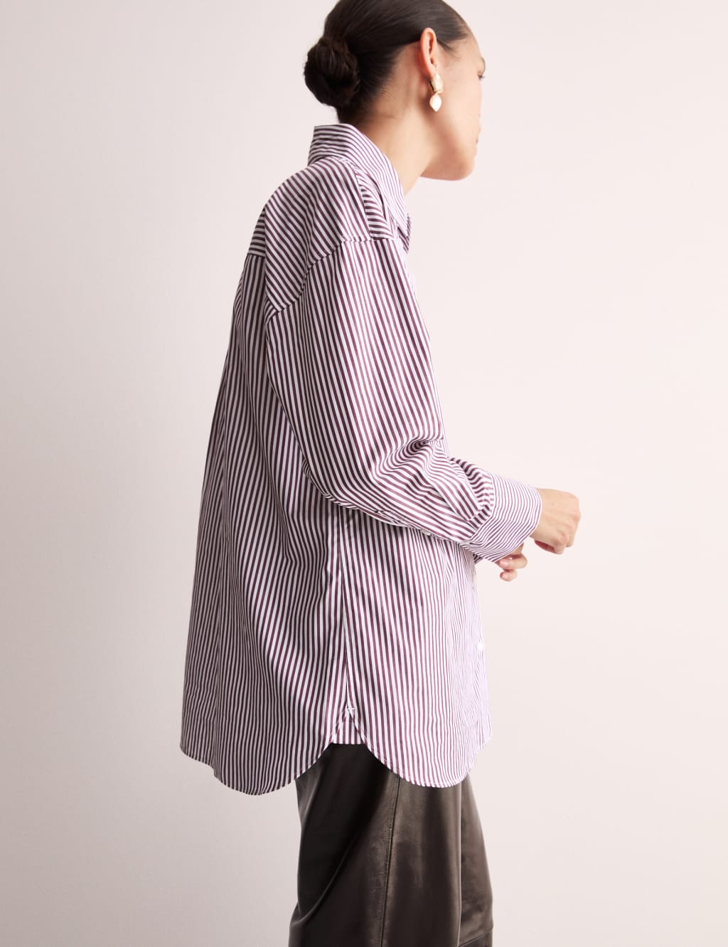 Pure Cotton Striped Collared Oversized Shirt 5 of 8