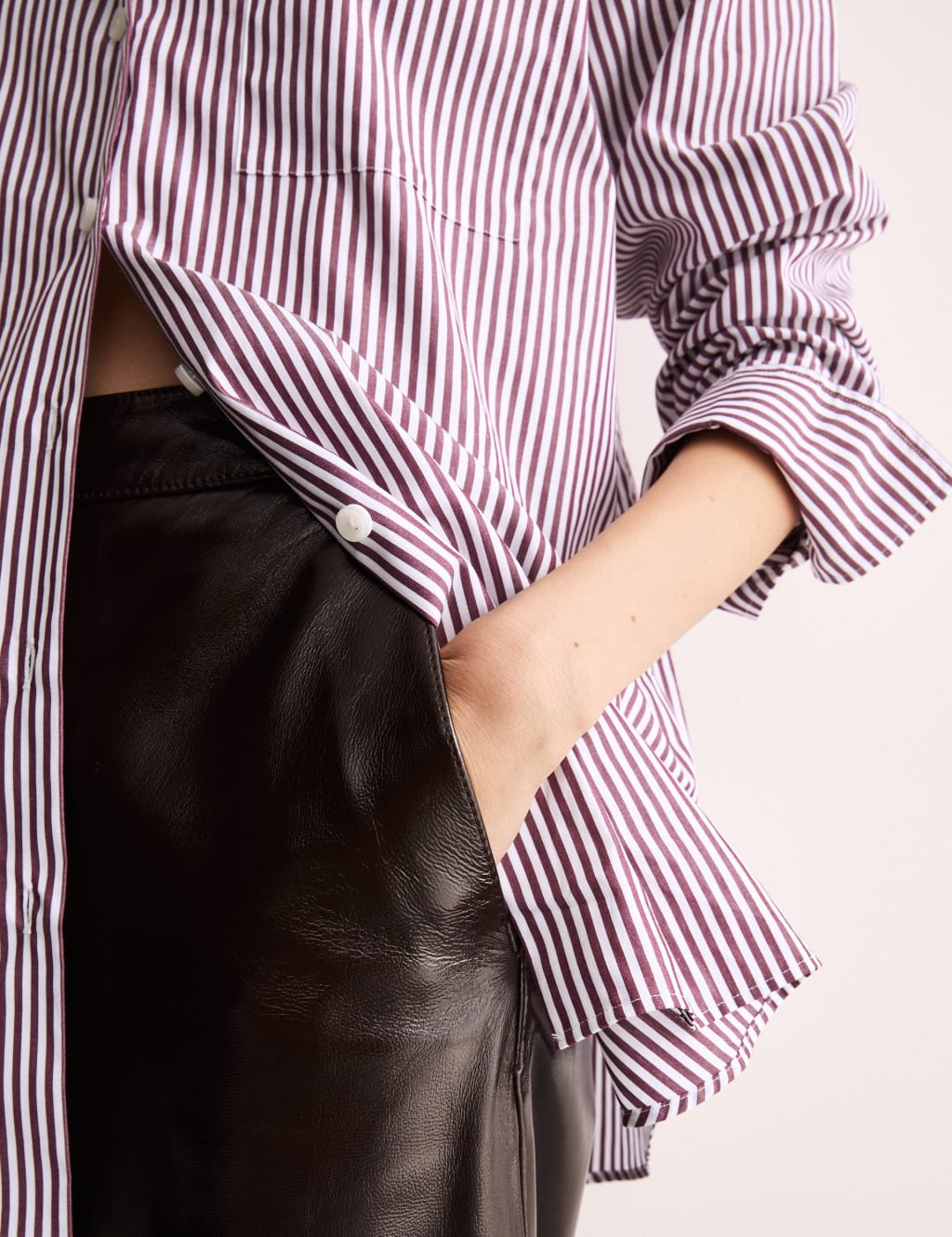 Pure Cotton Striped Collared Oversized Shirt 6 of 8