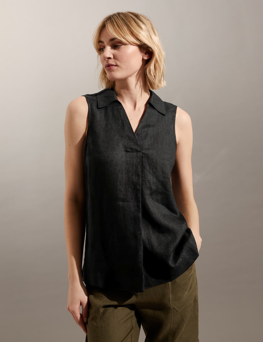 Pure Linen Relaxed Shell Top 1 of 6