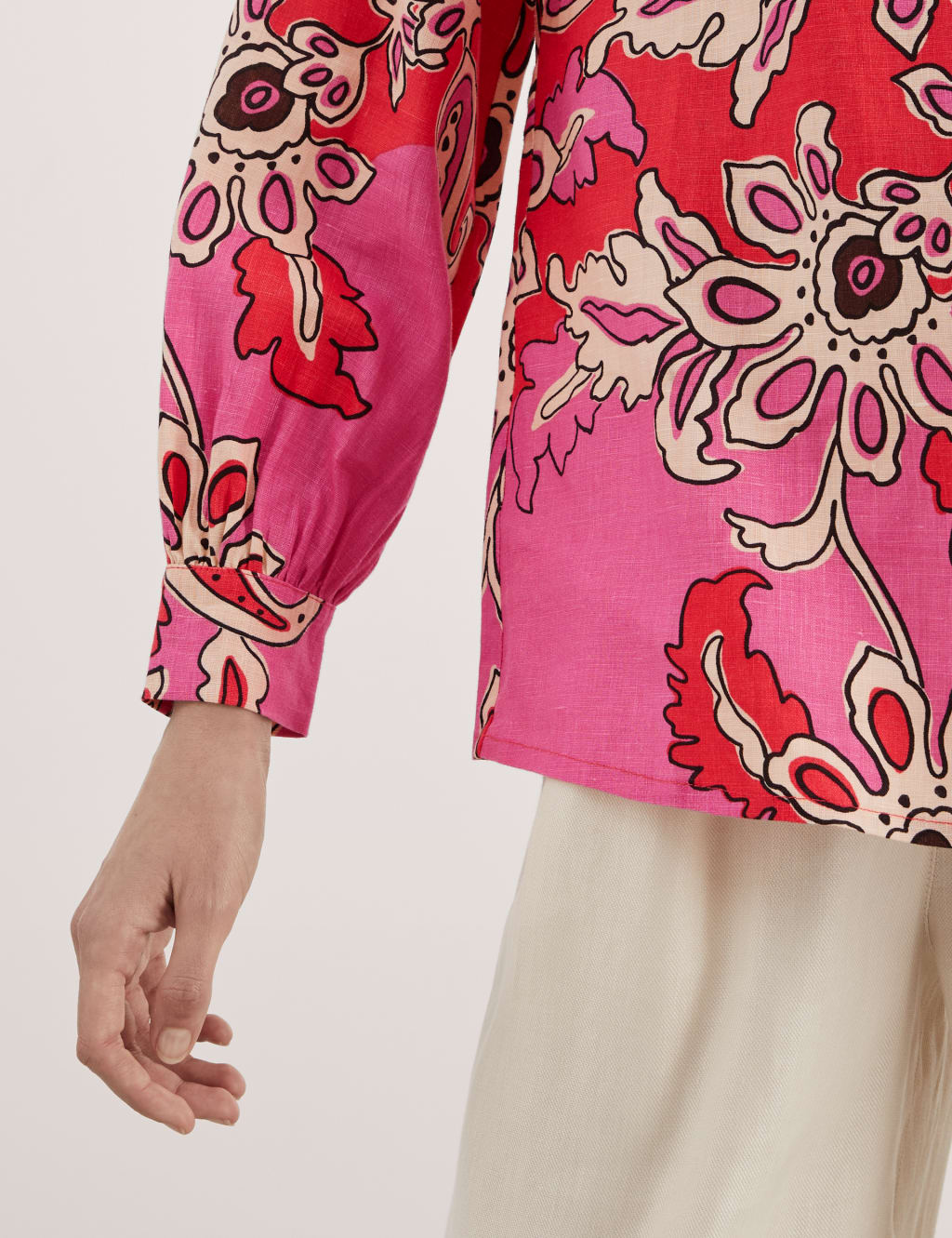 Pure Linen Paisley Crew Neck Relaxed Top 5 of 7