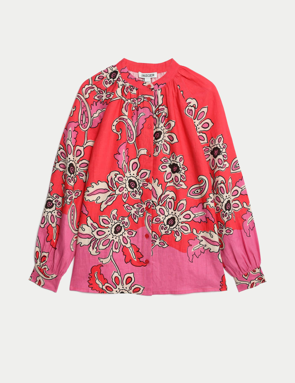 Pure Linen Paisley Crew Neck Relaxed Top 2 of 7