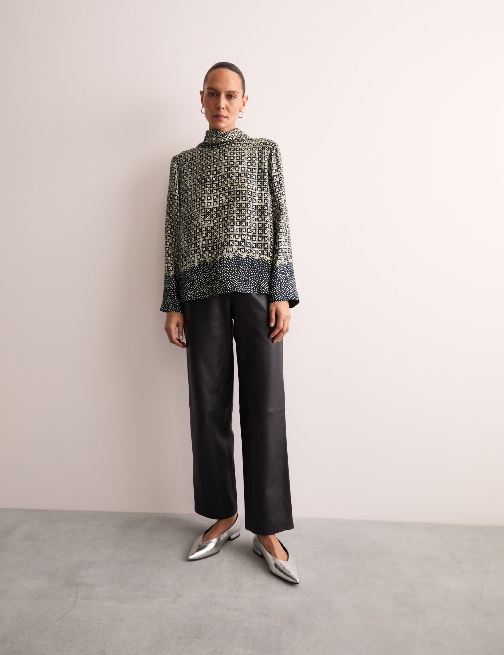 Printed Funnel Neck Blouse 4 of 6