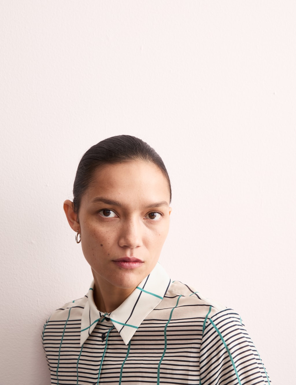 Silk Blend Checked Collared Shirt 5 of 8