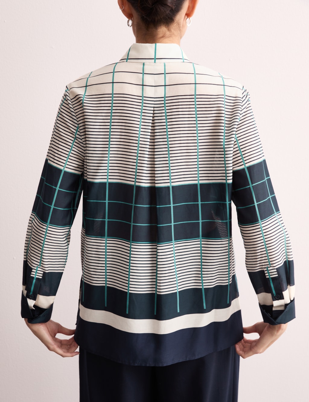 Silk Blend Checked Collared Shirt 7 of 8