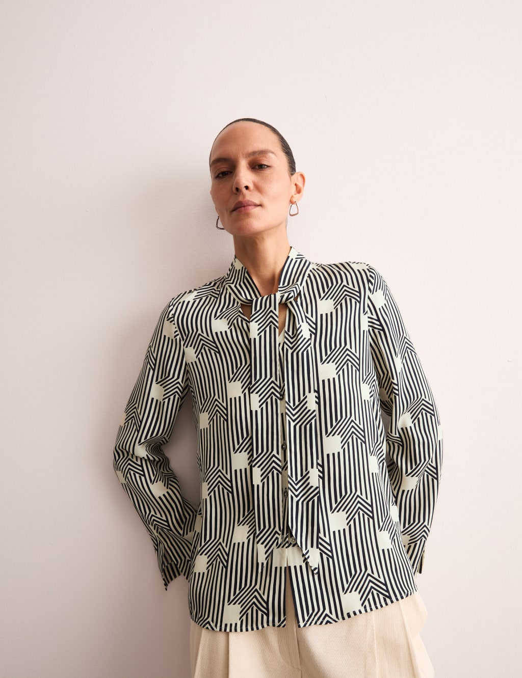 Geometric Tie Neck Top 4 of 6