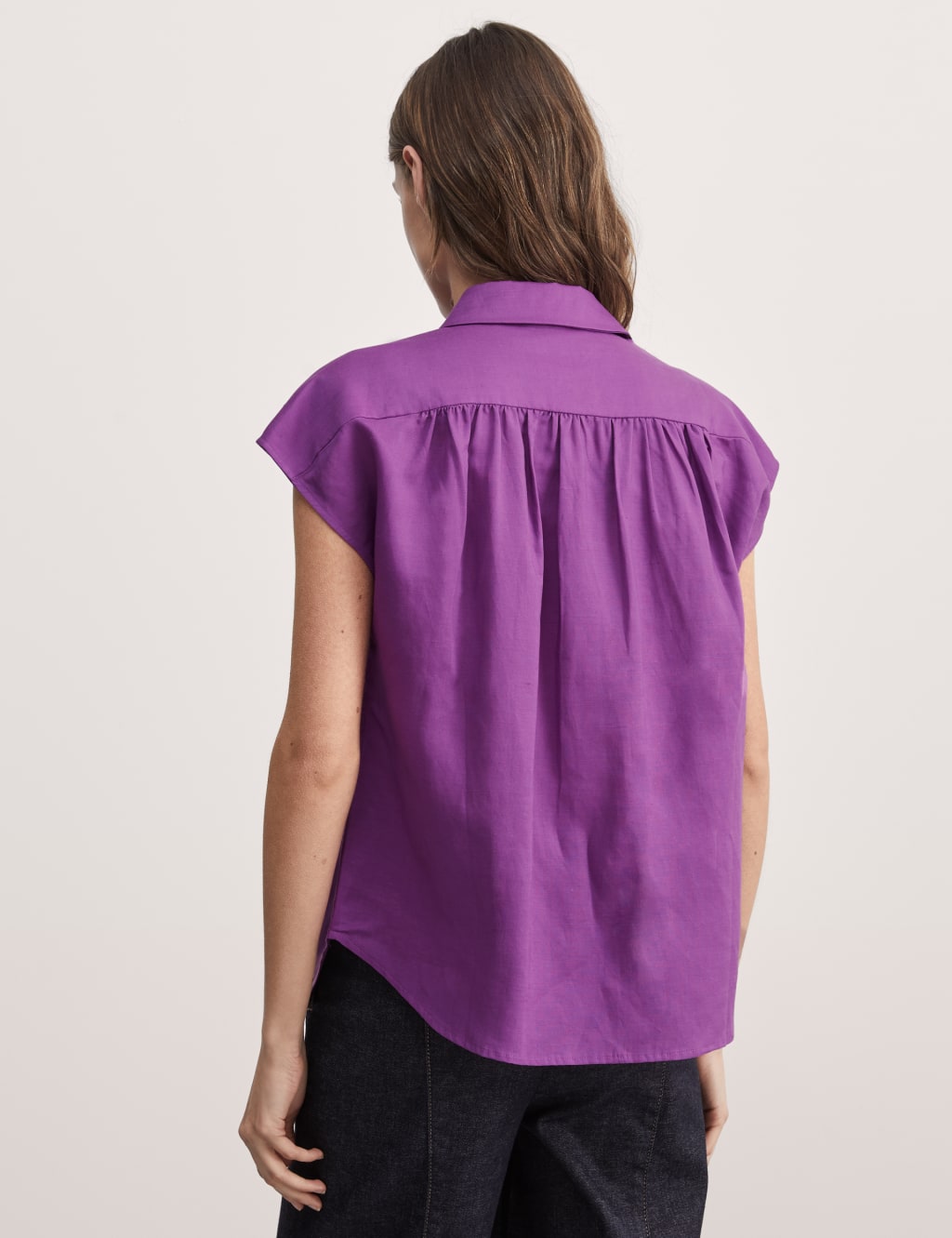 Linen Rich Collared Cap Sleeve Top 5 of 6