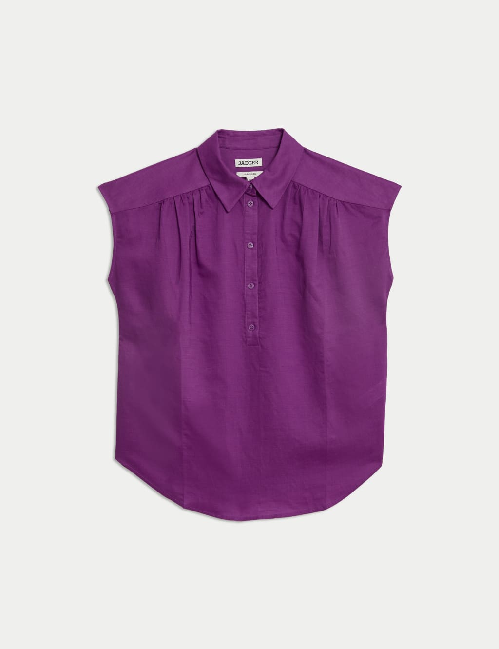 Linen Rich Collared Cap Sleeve Top 2 of 6