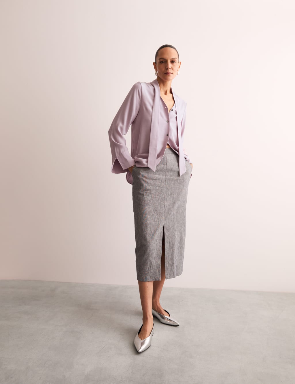 Tie Neck Button Through Blouse 3 of 6