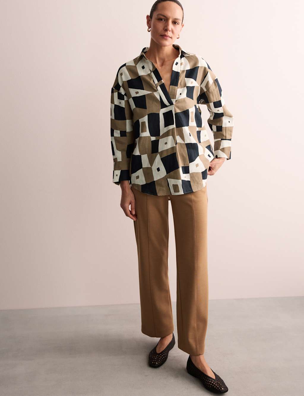 Pure Linen Geometric Relaxed Tunic 3 of 7