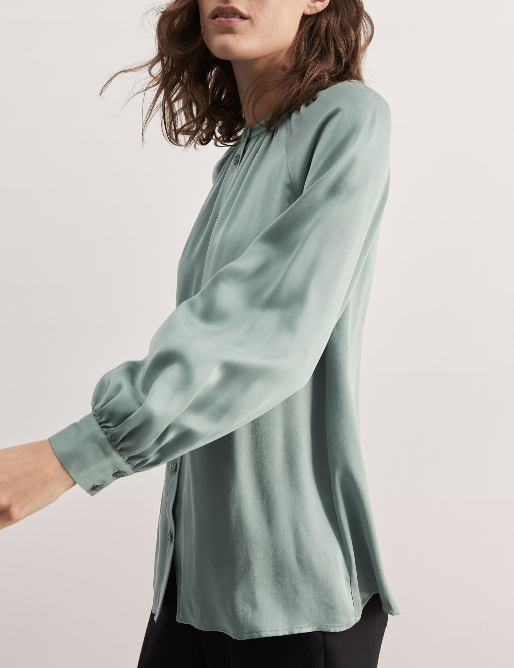 High neck silk blouse - Women | MANGO Japan