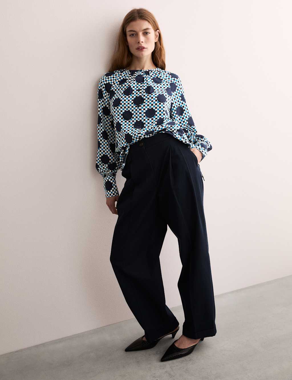 Cotton Blend Gingham Spot Top 3 of 8