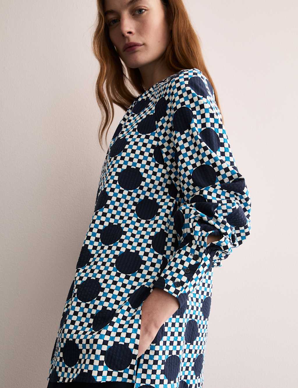 Cotton Blend Gingham Spot Top 6 of 8