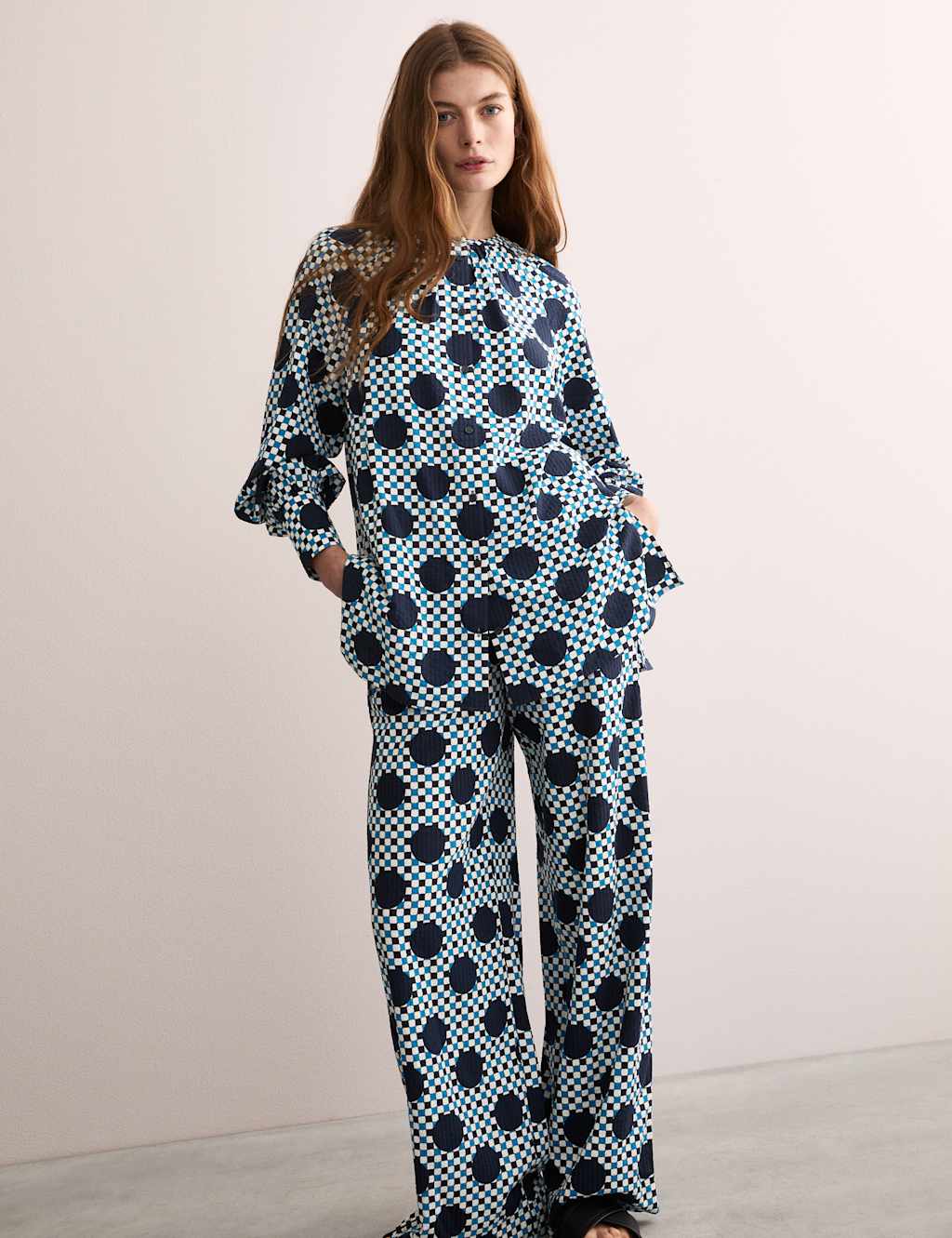 Cotton Blend Gingham Spot Top 7 of 8