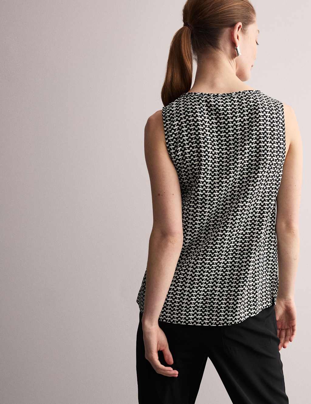 Pure Silk Geometric Scoop Neck Vest Top 4 of 6