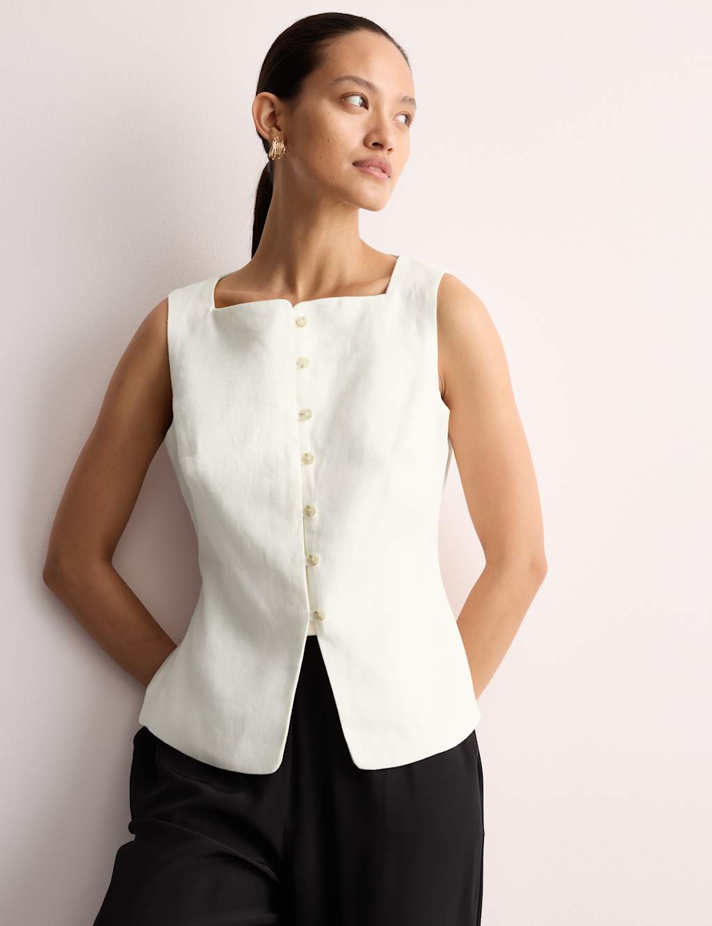 Linen Button Through Sleeveless Top 4 of 6