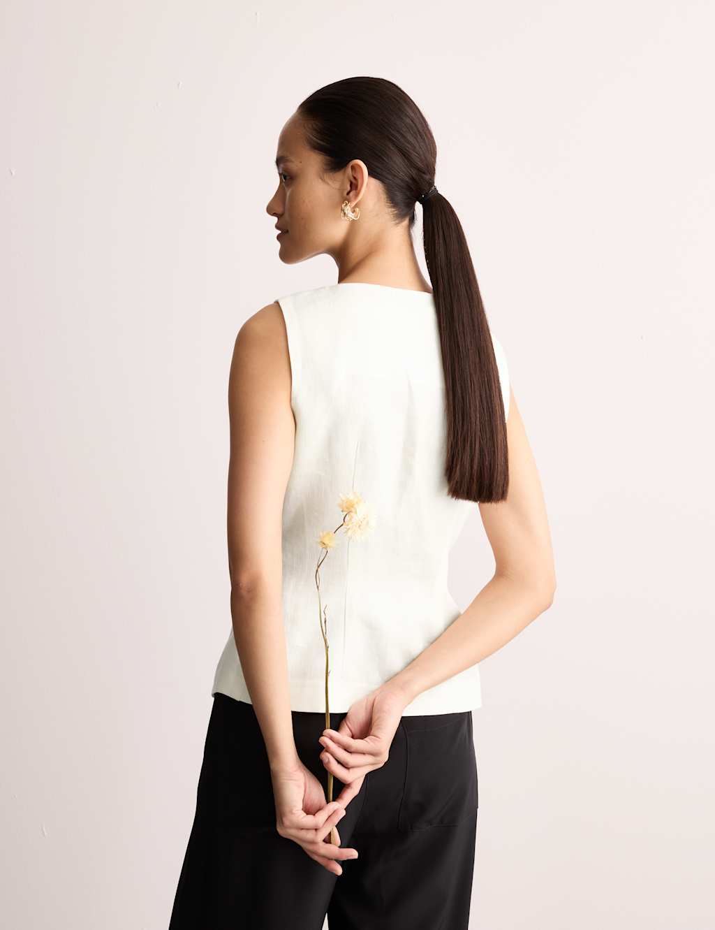 Linen Button Through Sleeveless Top 5 of 6