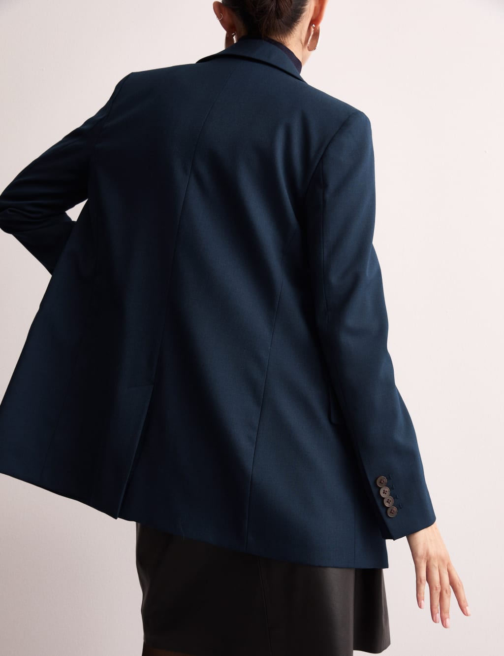 Wool Blend Relaxed Longline Jacket JAEGER M S