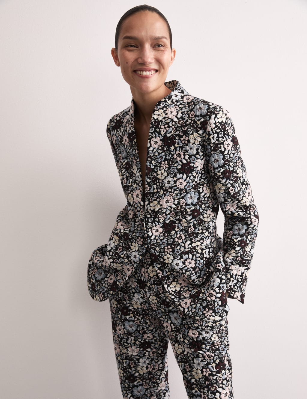 Floral jacquard blazer top