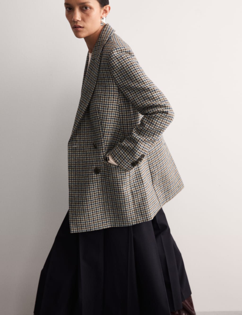 Wool check blazer online