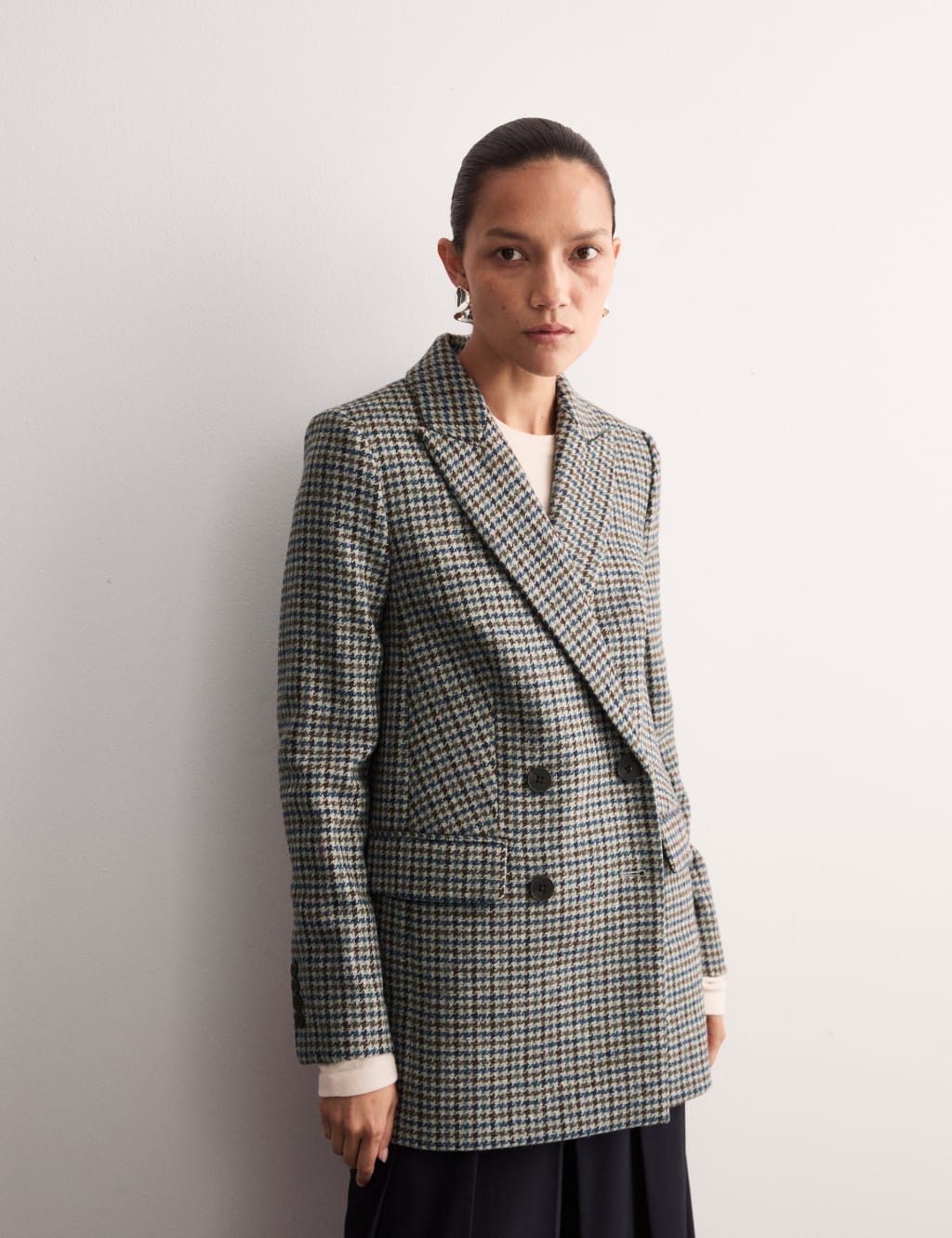 Wool check blazer womens 2025