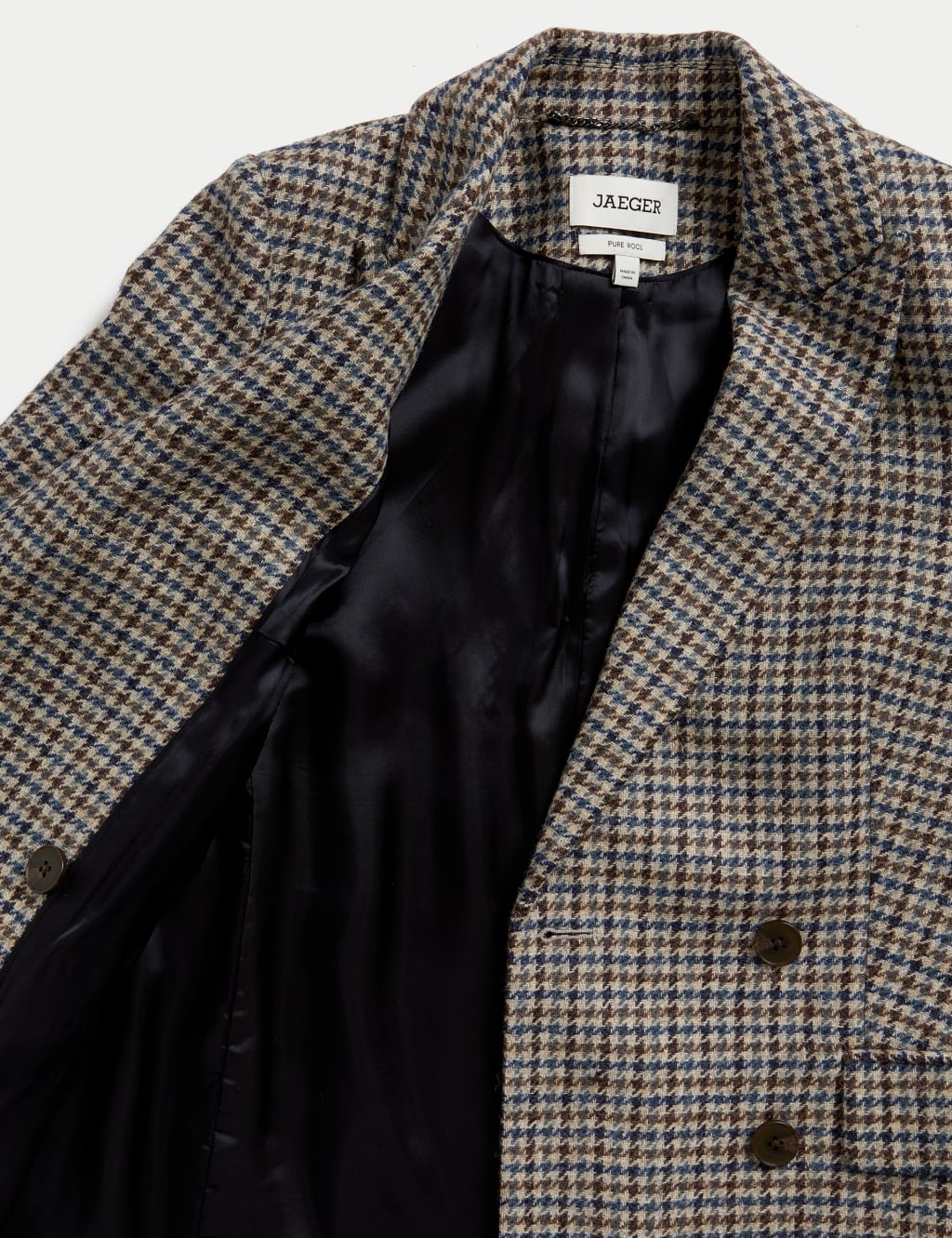 British Wool Checked Double Breasted Blazer JAEGER M S