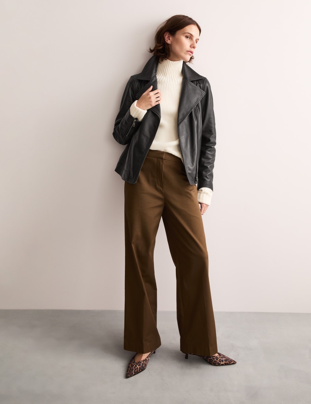 Woodland leather biker jacket online