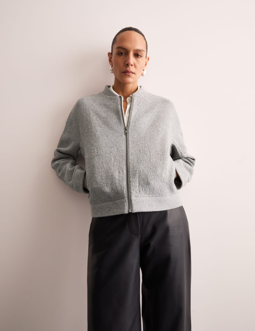 Wool Blend Bomber Jacket 3 of 7