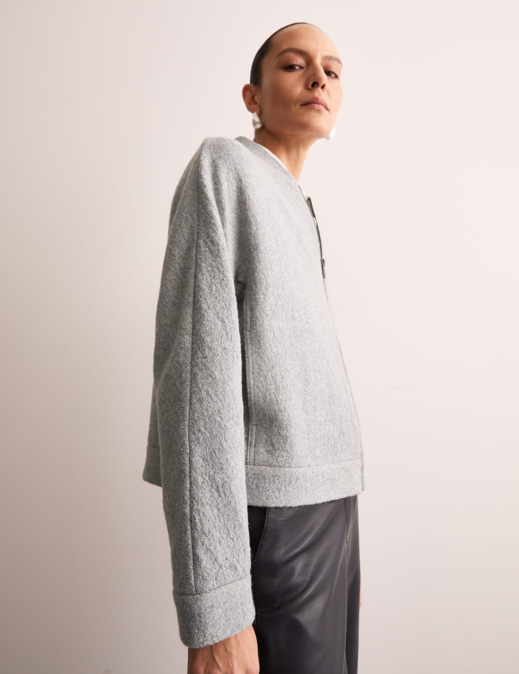 Wool Blend Bomber Jacket 5 of 7