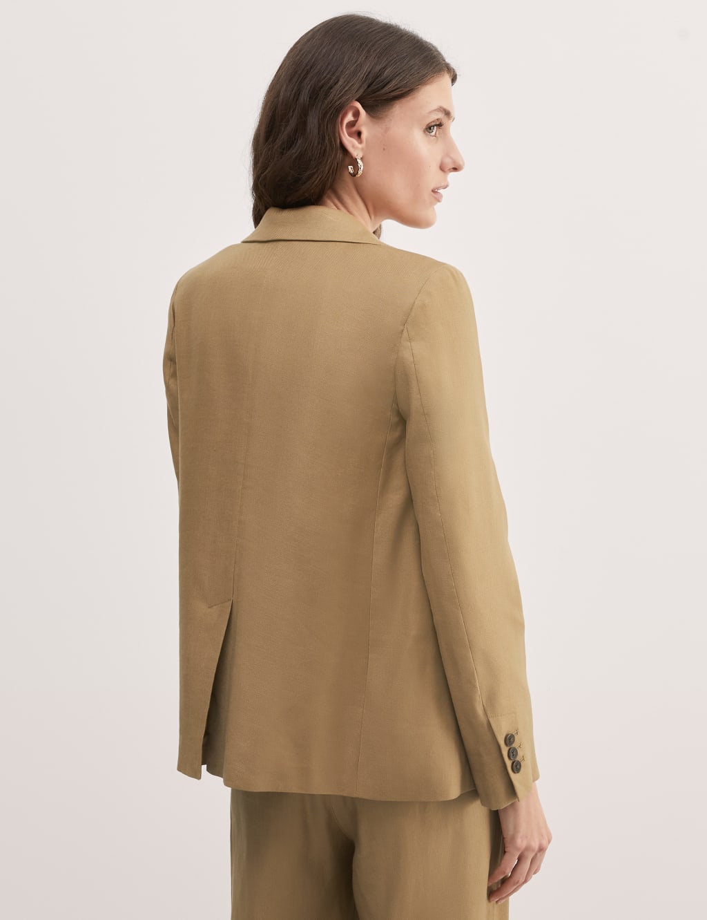 Linen Blend Single Breasted Blazer JAEGER M S