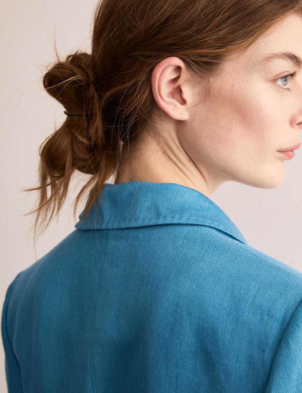 Pure Linen Straight Back Tie Detail Blazer 3 of 9