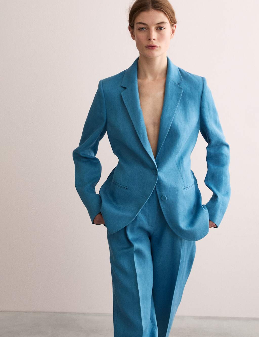 Pure Linen Straight Back Tie Detail Blazer 6 of 9
