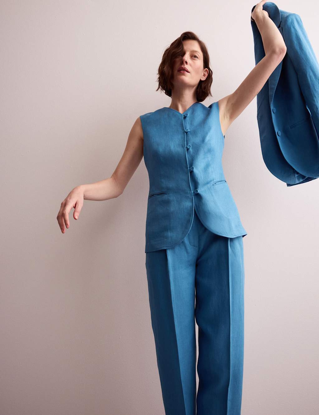 Pure Linen Longline Waistcoat 3 of 8