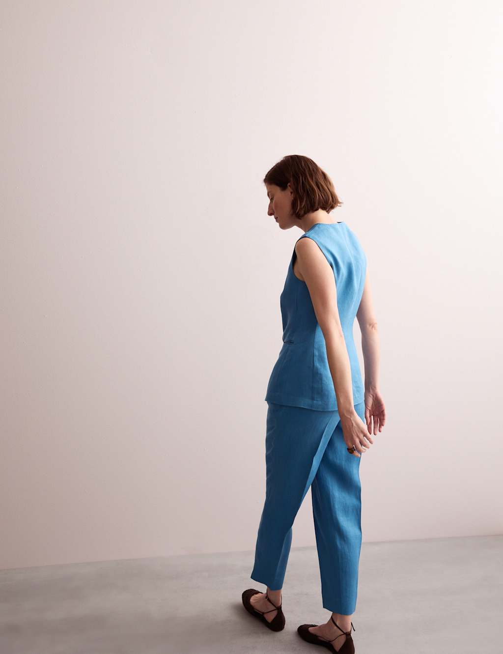 Pure Linen Longline Waistcoat 6 of 8