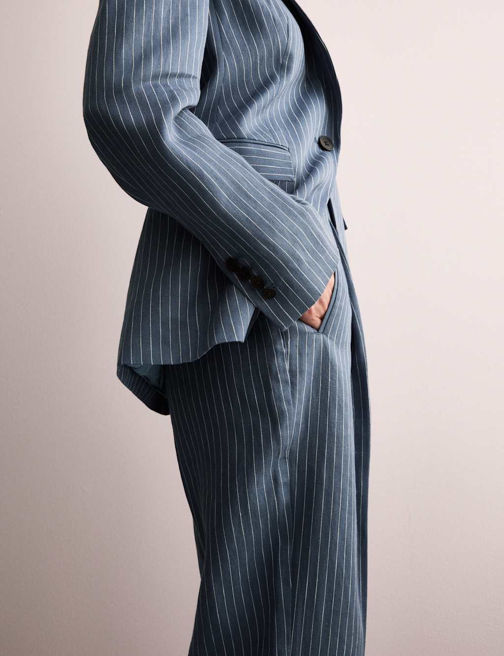Pure Linen Straight Pinstripe Blazer 5 of 11