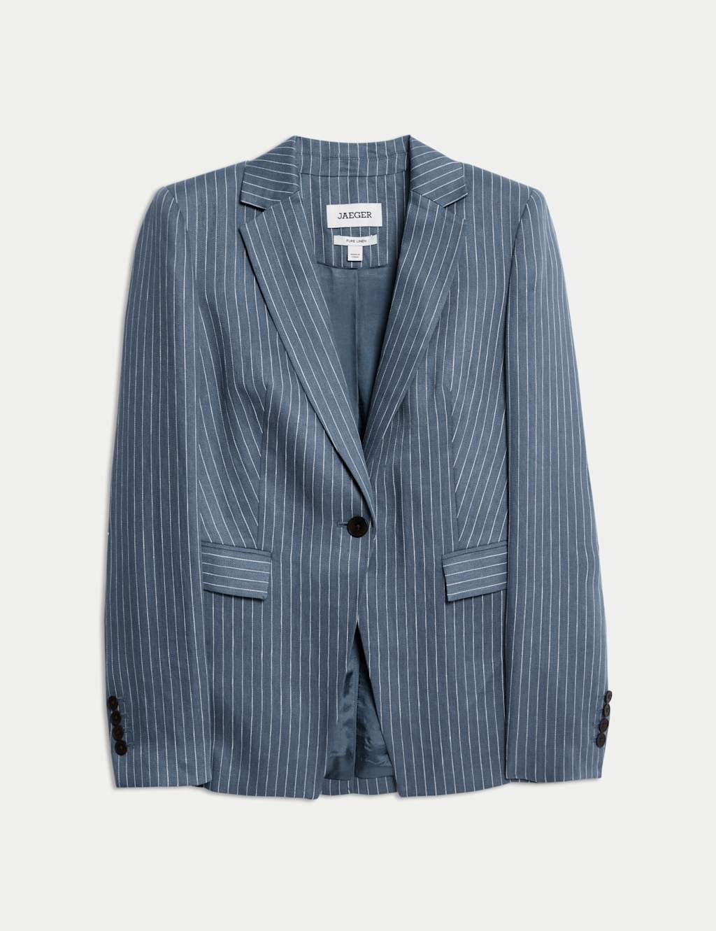 Pure Linen Straight Pinstripe Blazer 2 of 11
