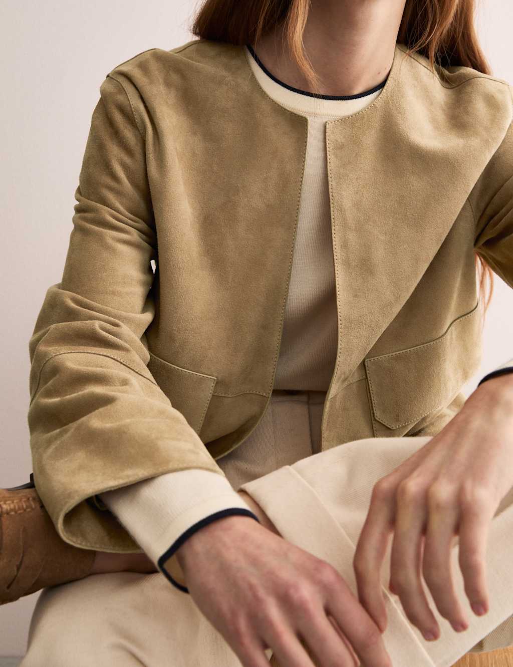 Suede Collarless Jacket 5 of 9
