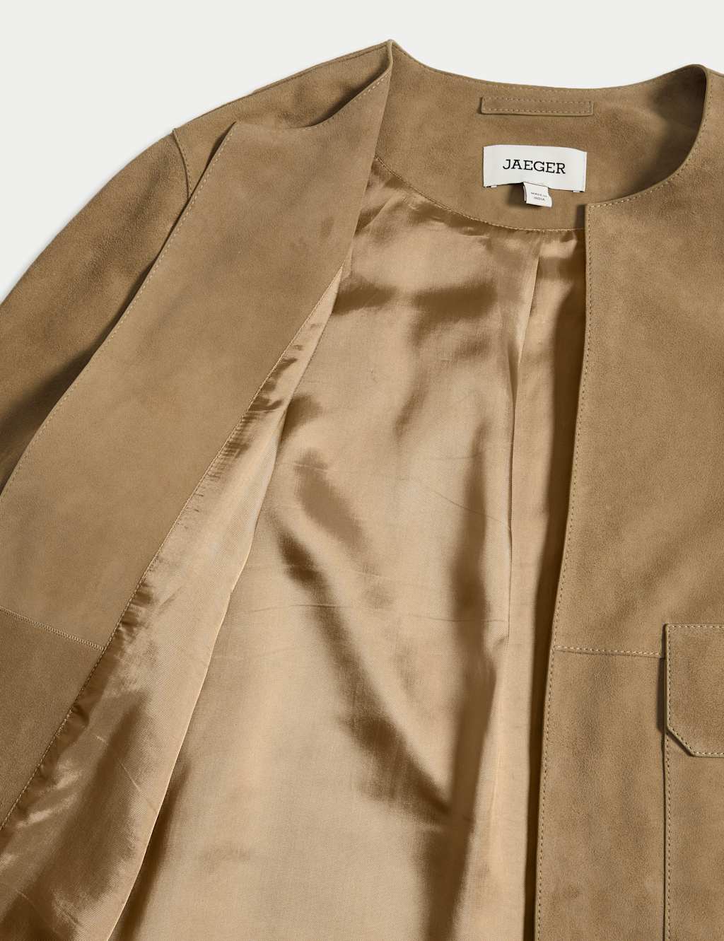 Suede Collarless Jacket 9 of 9