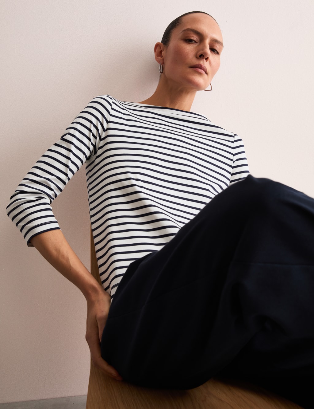 Pure Mercerised Cotton Striped Boat Neck Top 6 of 8