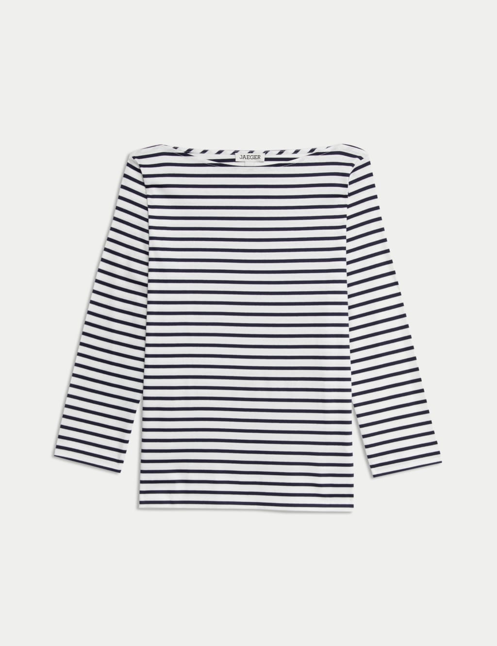 Pure Mercerised Cotton Striped Boat Neck Top 2 of 8