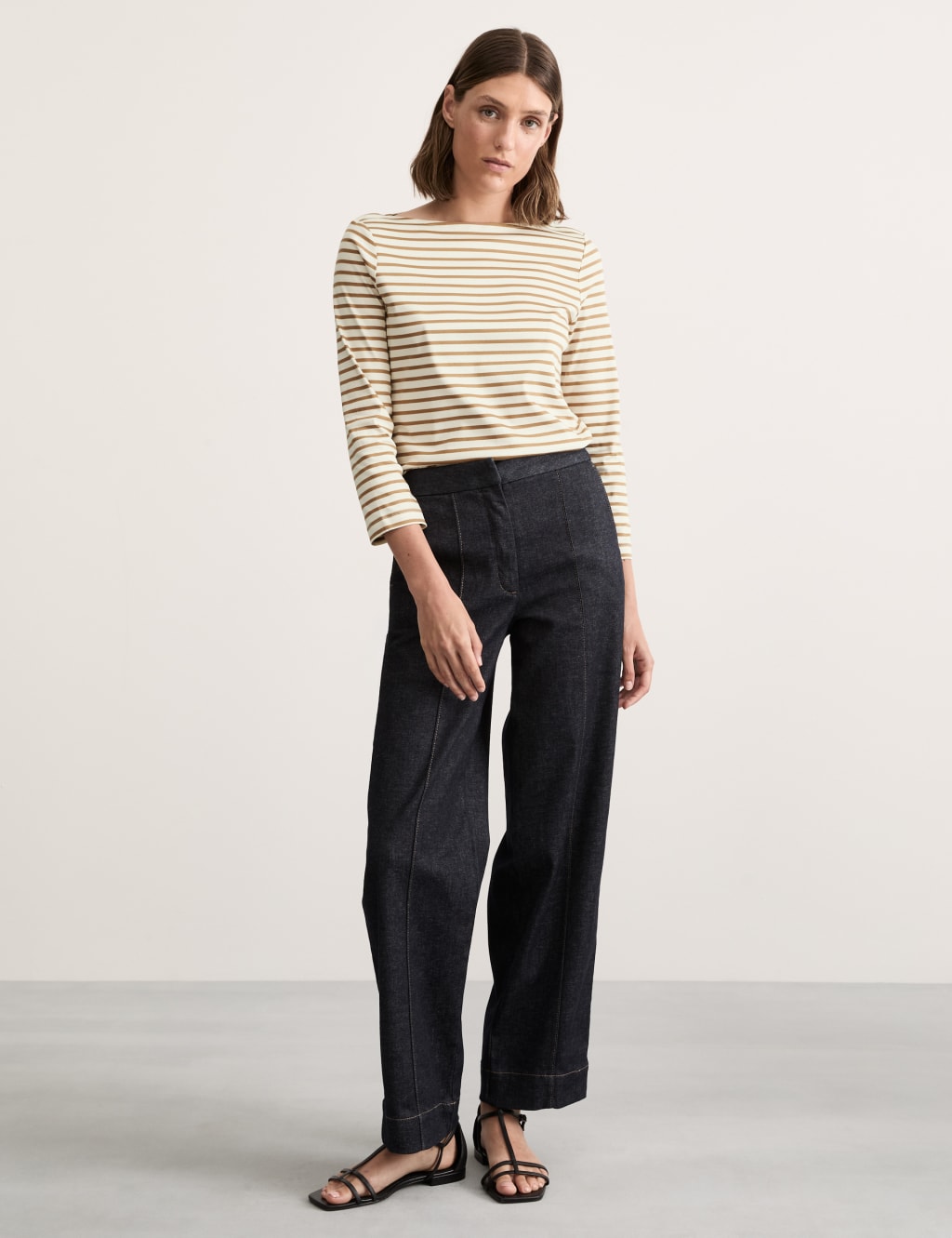 Pure Mercerised Cotton Striped Boat Neck Top 2 of 4