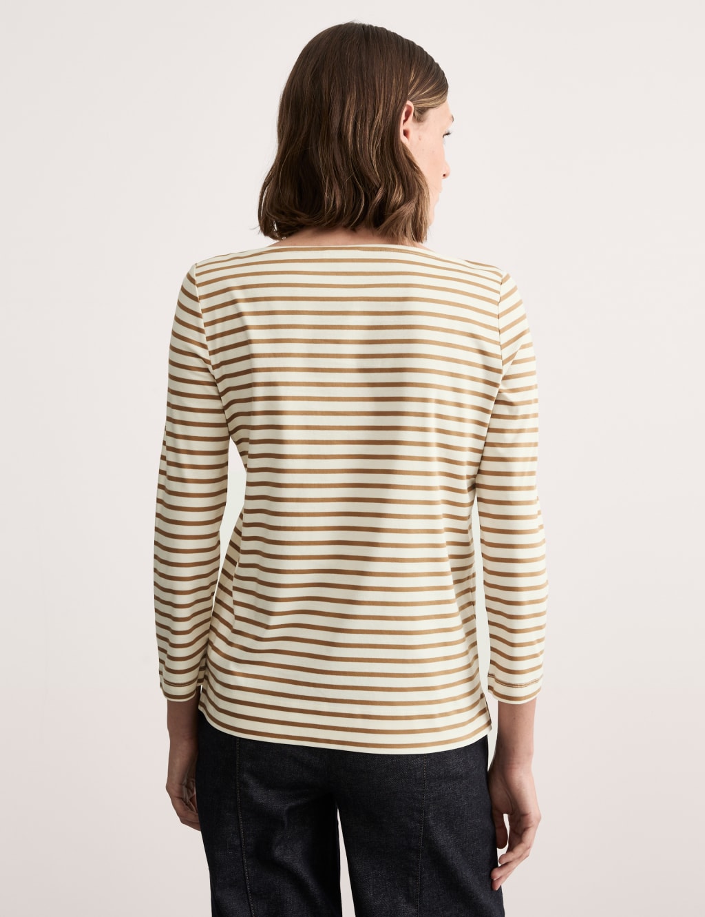Pure Mercerised Cotton Striped Boat Neck Top 3 of 4