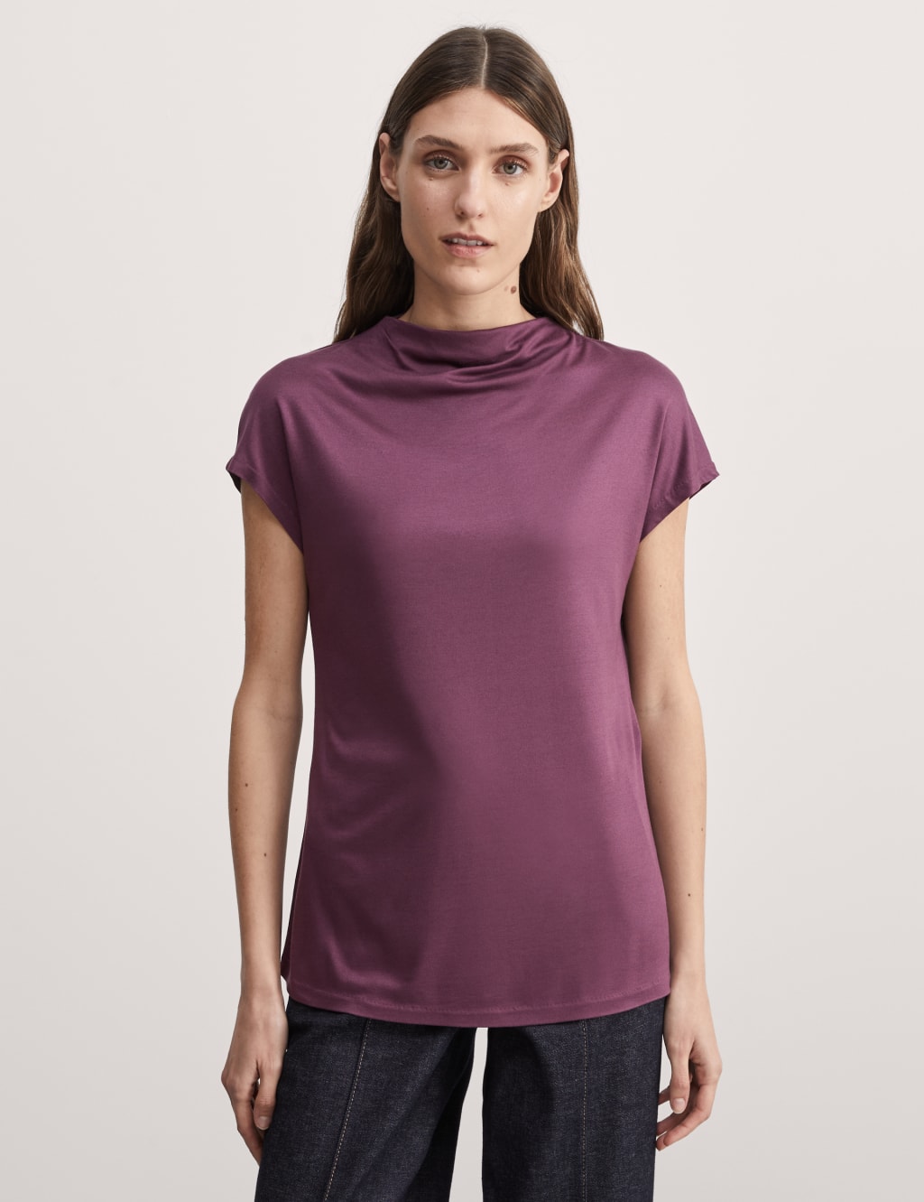 Jersey Funnel Neck Top 4 of 5