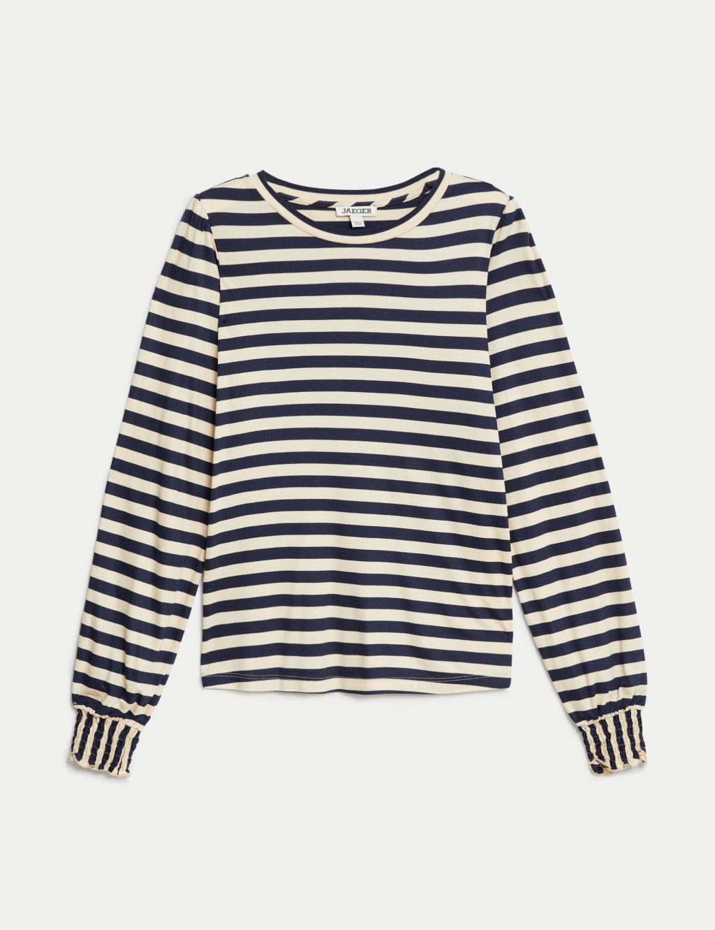 Jersey Striped Shirred Blouson Sleeve Top 2 of 7