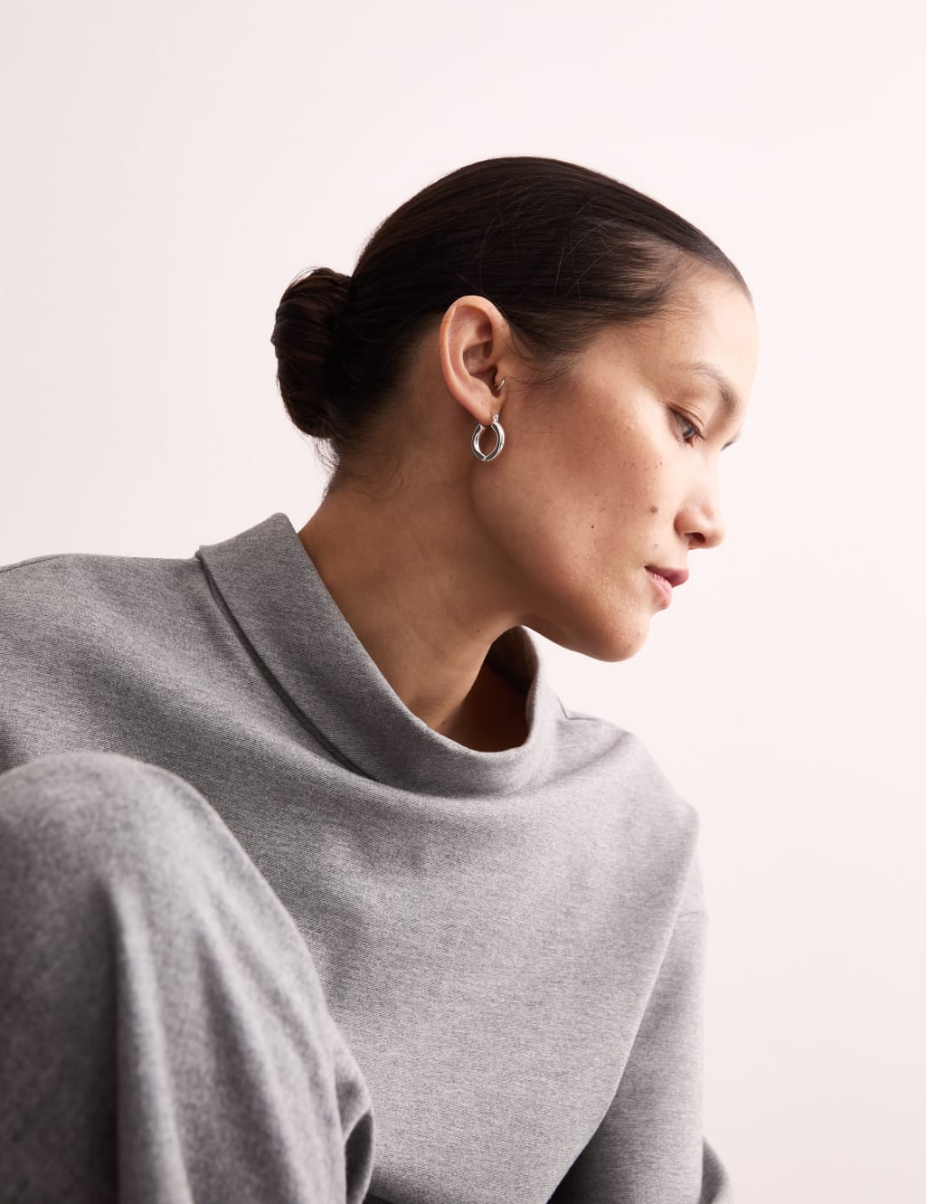 Jersey Funnel Neck Split Hem Relaxed Jumper 3 of 8