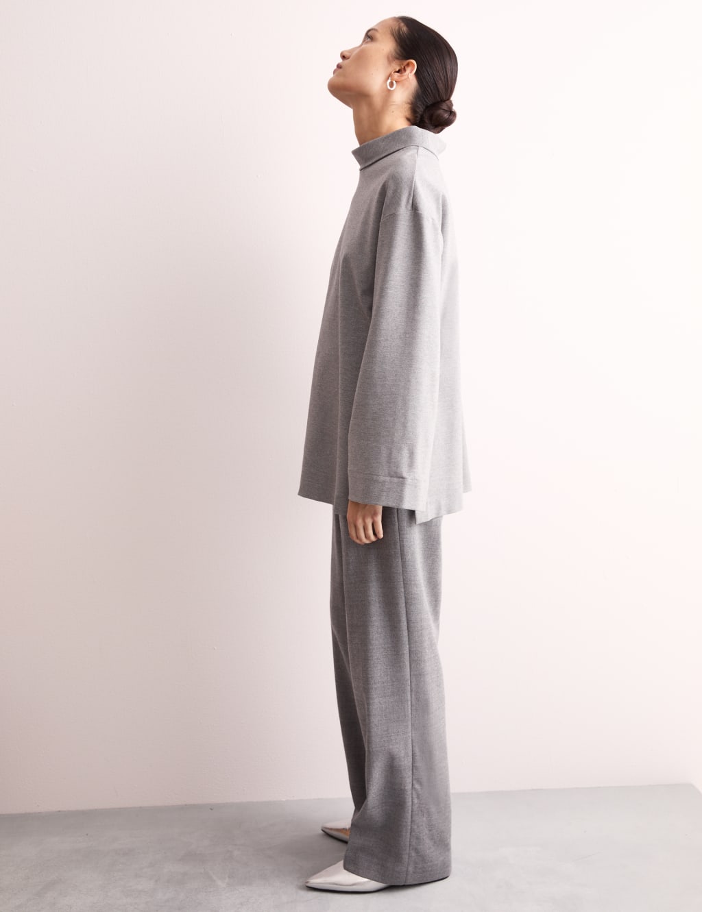 Jersey Funnel Neck Split Hem Relaxed Jumper 4 of 8