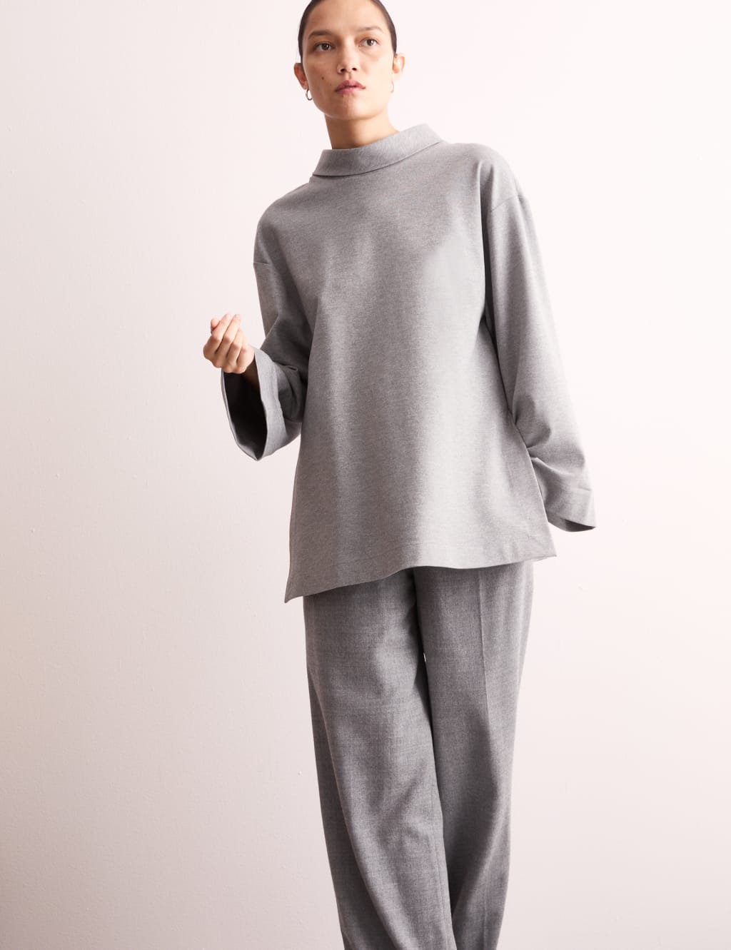 Jersey Funnel Neck Split Hem Relaxed Jumper 6 of 8
