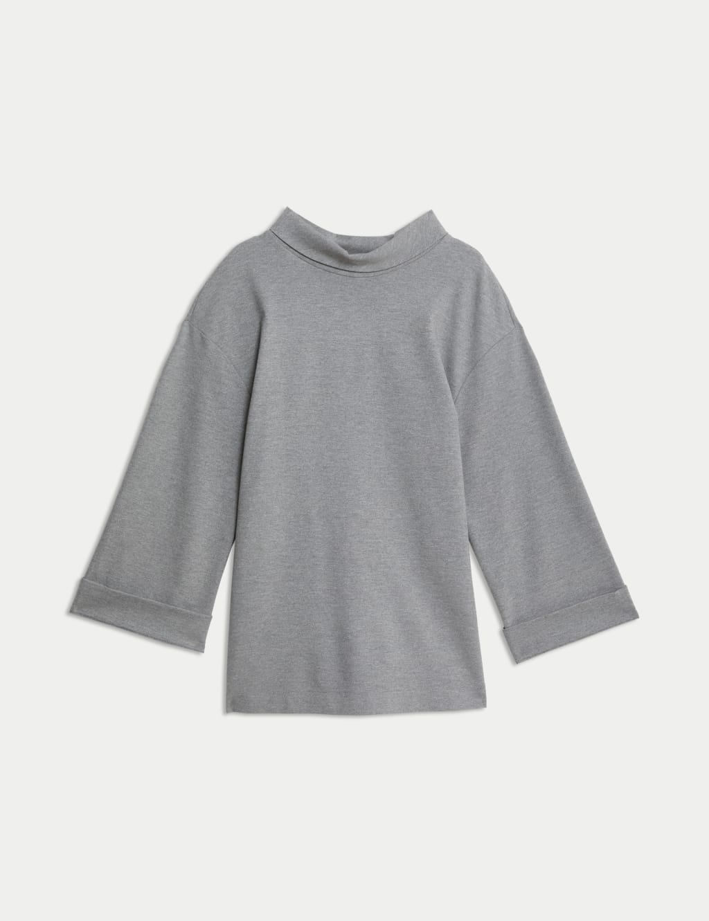 Jersey Funnel Neck Split Hem Relaxed Jumper 2 of 8