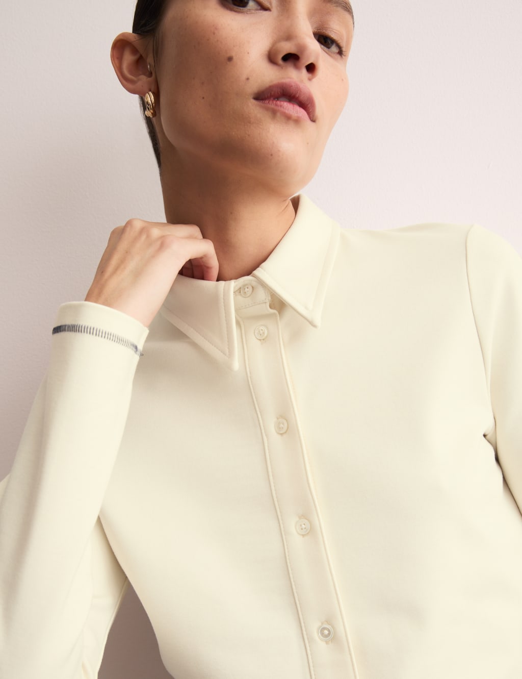 Jersey Collared Stitch Detail Shirt 3 of 7