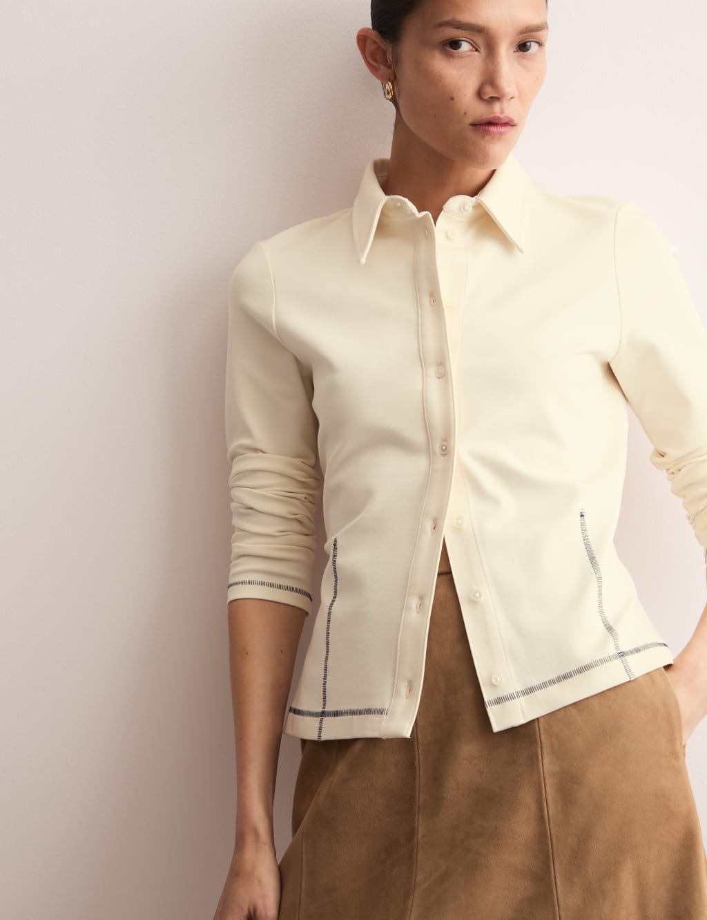 Jersey Collared Stitch Detail Shirt 4 of 7